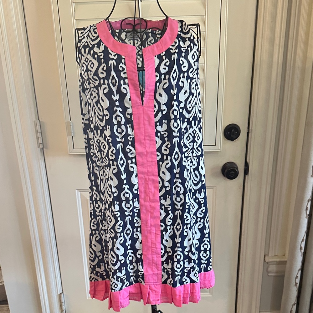 Pink and Navy Patterned Swim Coverup